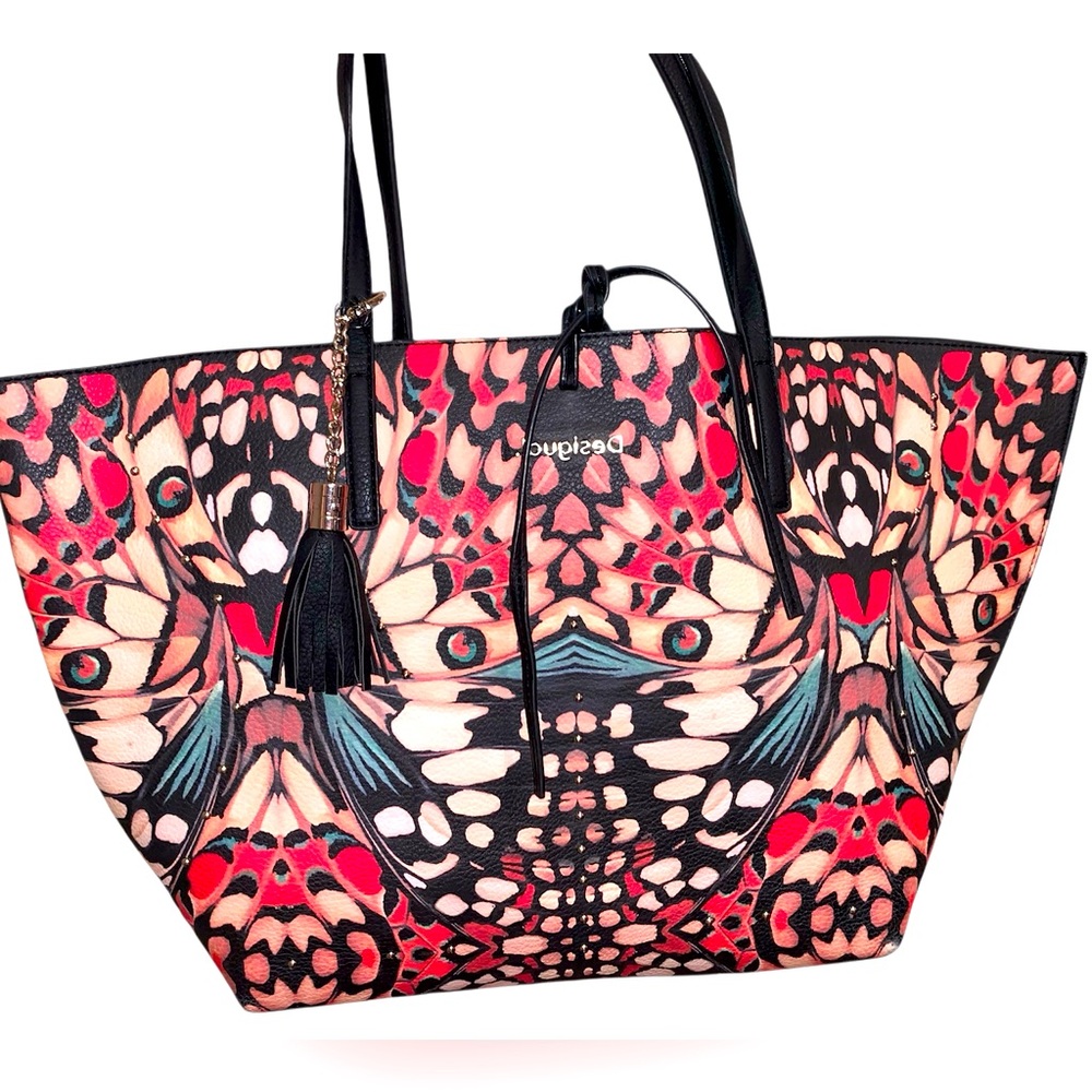 🔴DESIGUAL REVERSIBLE COLORFUL TOTE! USED ONCE! EXCELLENT PRE-LOVED CONDITION!! - Picture 2 of 7